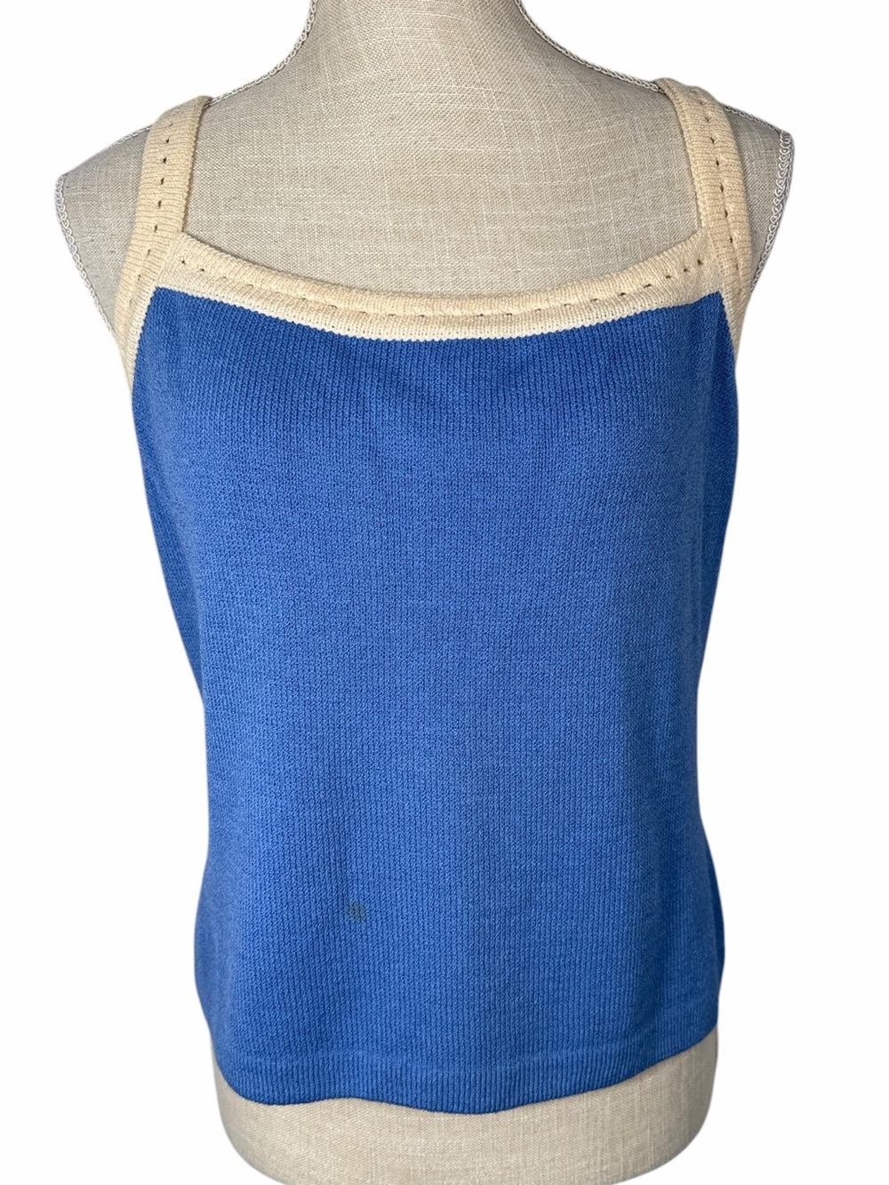 St. John Blue & Cream Knit Preloved Tank Top